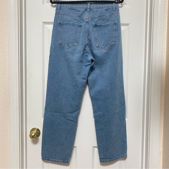 High Waisted Straight Leg Jeans with Pleating 5 Pockets - Picture 3 of 3